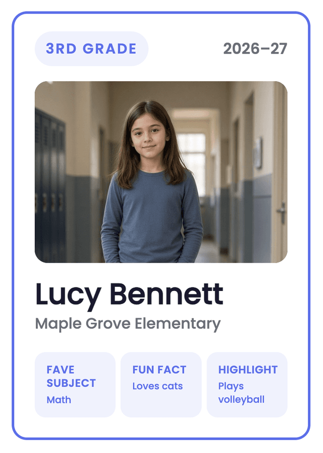 Back to School trading card example
