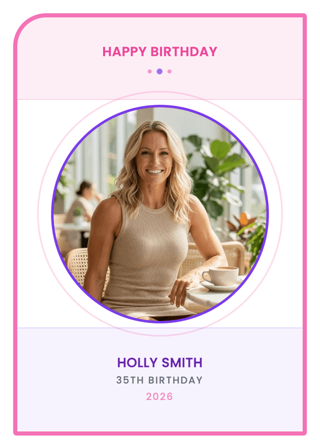 Birthday trading card example